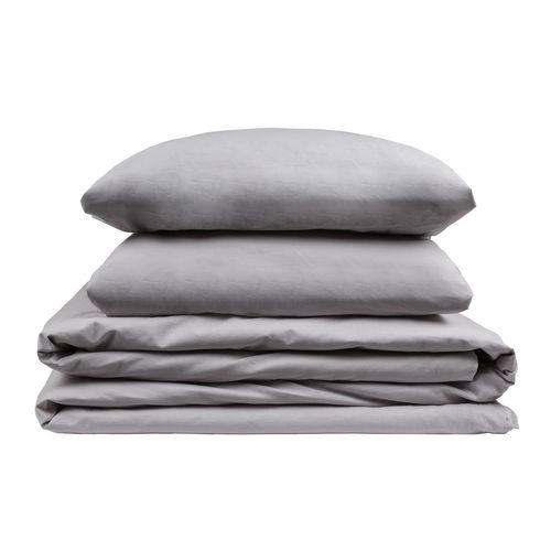 Housse De Couette Et Oreiller 90x190cm- Pikolin Home- 200 Fils- Gris