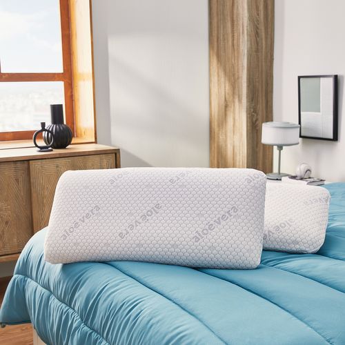 Oreiller En Mousse à Mémoire De Forme Dermoprotectrice Fermeté Moyenne - Pack De 2 - 90 Cm
