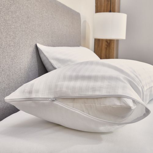 Taie D'oreiller 100% Coton Rayé, Extra Douce - 105 X 40 Cm