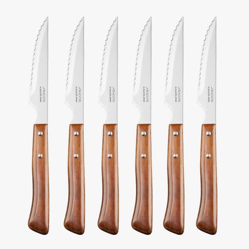 Coffret 6 Couteaux Steak Lame Crantée Bois - 377600