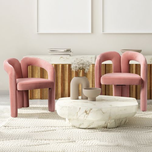 Chaises Modernes En Velours, Lot De 2 - Chambre/salon, Design Rembourré Confortable