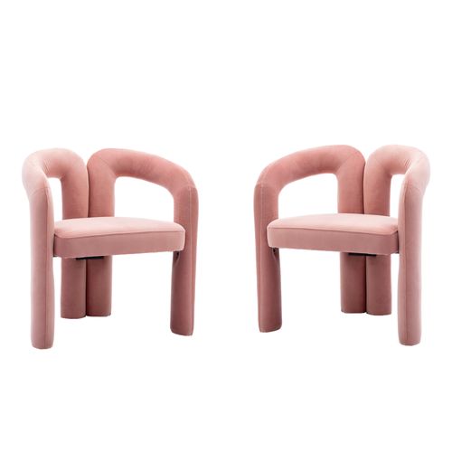 Chaises Modernes En Velours, Lot De 2 - Chambre/salon, Design Rembourré Confortable