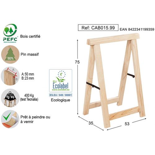 Tréteau En Pin Pro 50 De Large Section 50x23 Mm