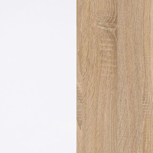 Meuble TV Laura 2 Niches, 1 Porte Et Étagère Murale L135cm -  Blanc / Bois