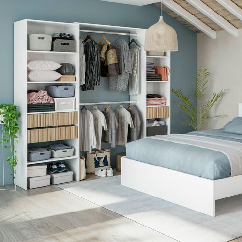 Kit dressing L. 190 cm ETHNA blanc et imprimé effet relief