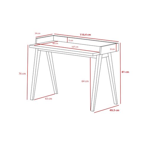 Bureau Fabriqué En Mélamine Et Hêtre Massif, Modéle Berlin En Couleur Blanc