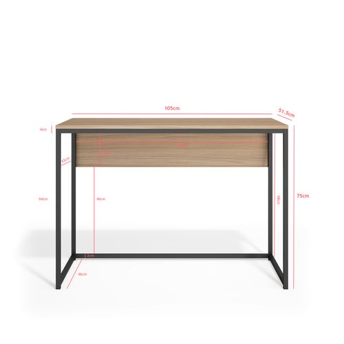 Bureau En Mélamine Et Métal, London, Noyer Clair