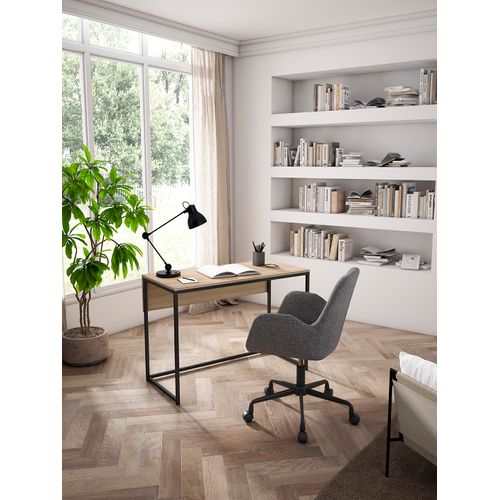 Bureau En Mélamine Et Métal, London, Noyer Clair