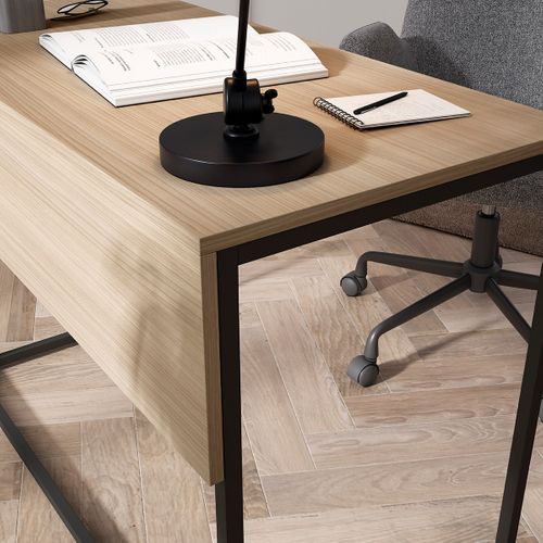 Bureau En Mélamine Et Métal, London, Noyer Clair