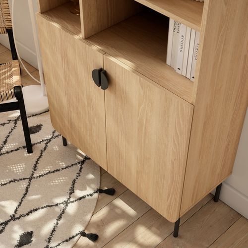 Bibliothèque Multifonction Tokyo Mélaminé, 8 Compartiments, Chêne Doré, 178x80x31cm