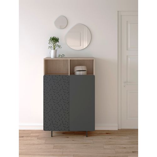 Lot 2 Miroirs Ronds Herdasa Lune Noir Ø25 Cm + Ø50 Cm