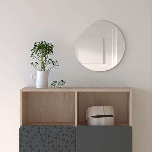 Miroir Rond Herdasa Lune Taupe Ø38