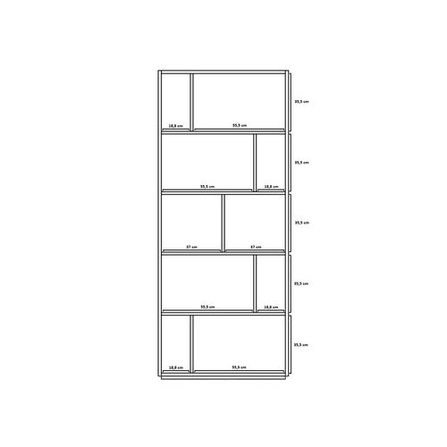 Bibliothèque En Melamine, Collection Nack (545), à 5 Nivaux En Couleur Graphite