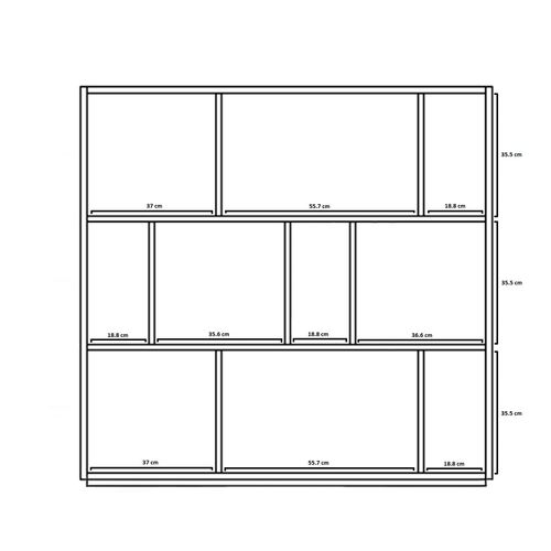 Bibliothèque En Melamine, Collection Nack (546), à 3 Nivaux En Couleur Noyer Et Graphite