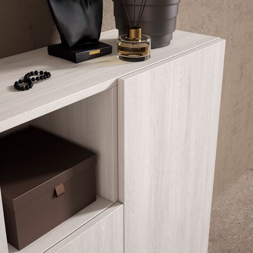 Meuble à Chaussures, Modèle Moss, Blanc Antique, 87x90x27 Cm