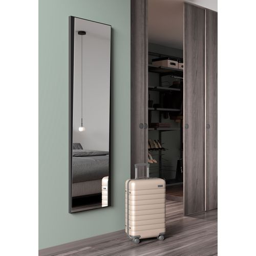 Miroir Asymétrique Pleine Longueur 167x46, Collection Looker, En Mdf Plaqué En Bois, Laqué Noir