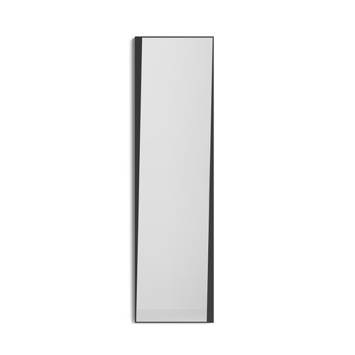 Miroir Asymétrique Pleine Longueur 167x46, Collection Looker, En Mdf Plaqué En Bois, Laqué Noir