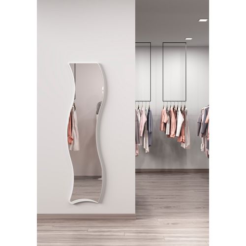 Miroir Irrégulier Pleine Longueur 170x45, Collection Looker, En Mdf Plaqué En Bois, Laqué Blanc