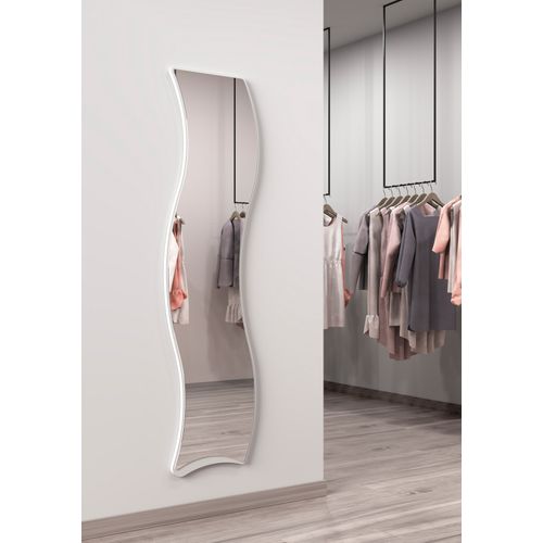 Miroir Irrégulier Pleine Longueur 170x45, Collection Looker, En Mdf Plaqué En Bois, Laqué Blanc