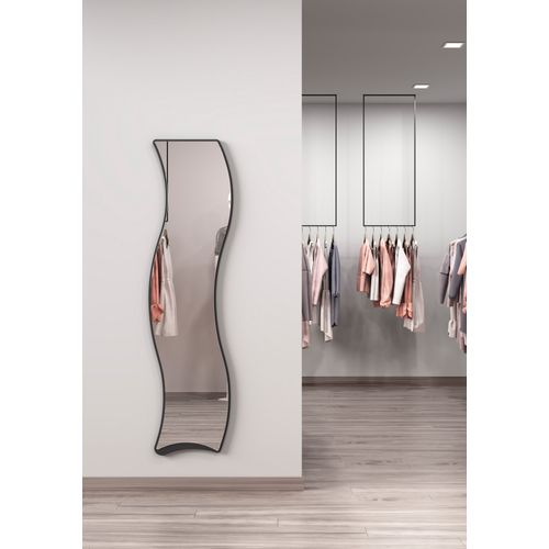 Miroir Irrégulier Pleine Longueur 170x45, Collection Looker, En Mdf Plaqué En Bois, Laqué Noir