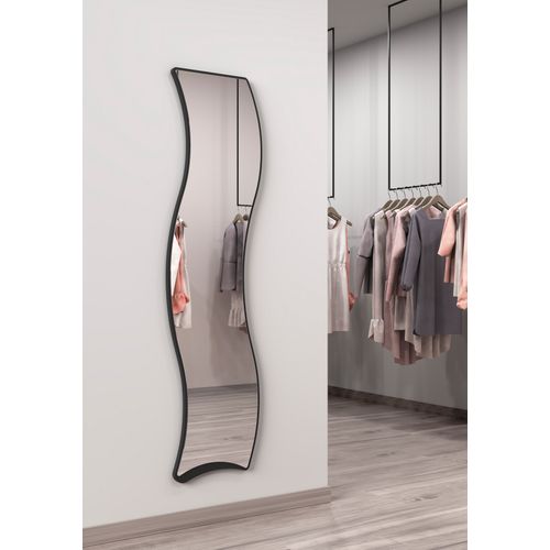 Miroir Irrégulier Pleine Longueur 170x45, Collection Looker, En Mdf Plaqué En Bois, Laqué Noir