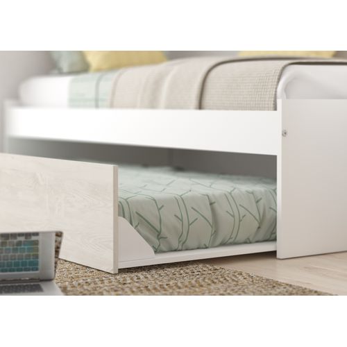 Lit gigogne 90x200 cm avec pont de lit ARTIK imitation chêne et blanc