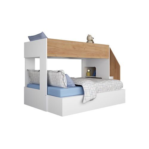 Lit superposé 90x190 et 140x190 cm ALEX imitation chêne et blanc