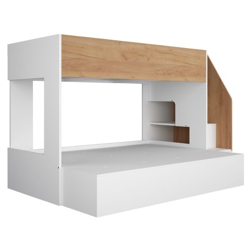 Lit superposé 90x190 et 140x190 cm ALEX imitation chêne et blanc