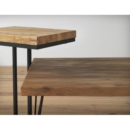 Table D'appoint En Orme Ancien Avec Pieds En Métal