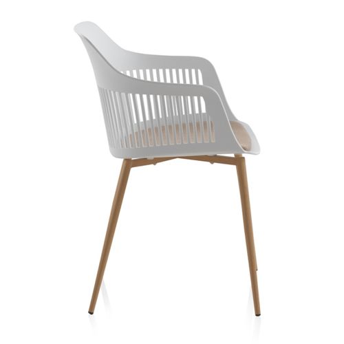 Lot De 4 Fauteuils En Polypropylène Blanc Avec Assise Tapissée