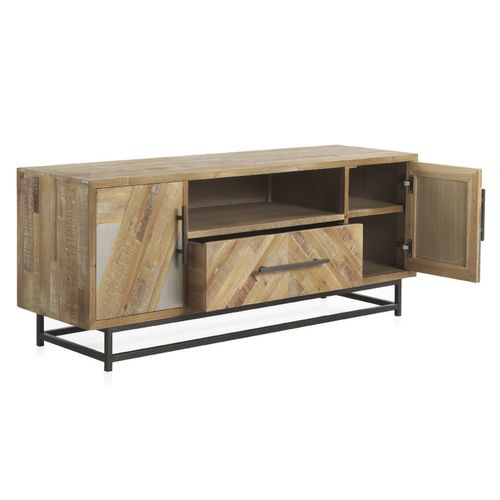 Meuble TV En Sapin Avec Base En Métal