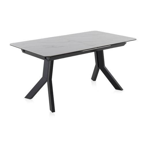 Table à Rallonge En Céramique Blanche Avec Pieds En Métal 160/210x90