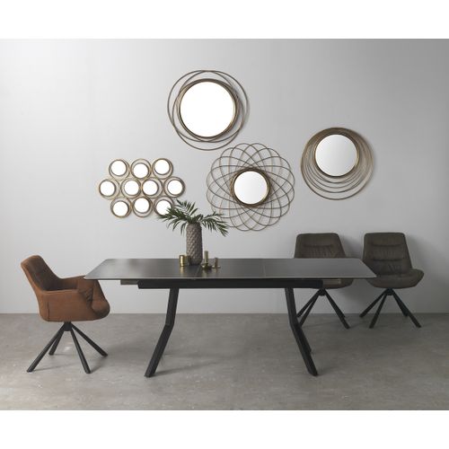 Table à Rallonge En Céramique Grise Avec Pieds En Métal 160/210x90