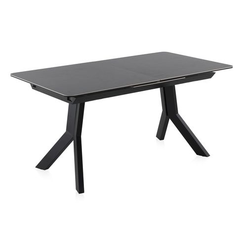 Table à Rallonge En Céramique Grise Avec Pieds En Métal 160/210x90