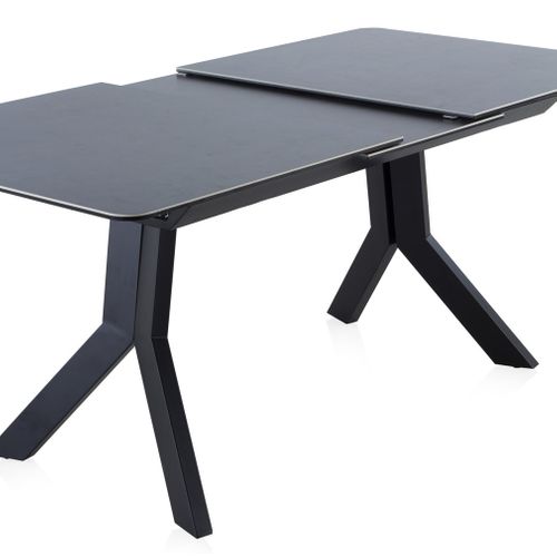 Table à Rallonge En Céramique Grise Avec Pieds En Métal 160/210x90