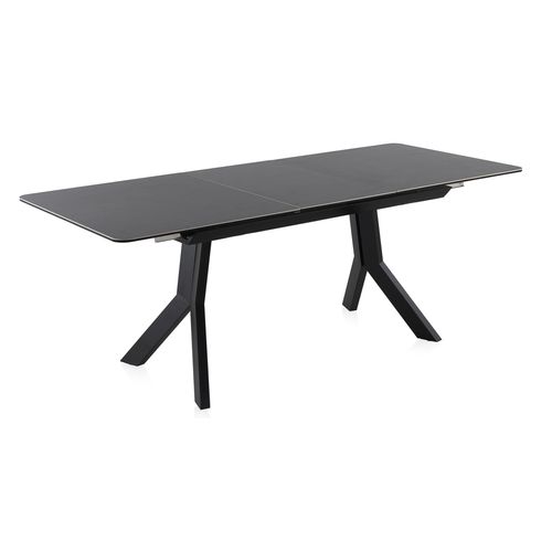 Table à Rallonge En Céramique Grise Avec Pieds En Métal 160/210x90