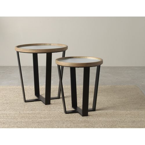 Lot De 2 Tables Basses Rondes Avec Verre