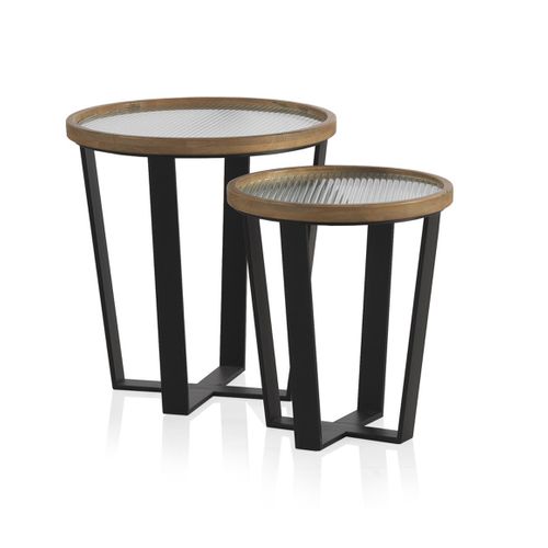 Lot De 2 Tables Basses Rondes Avec Verre