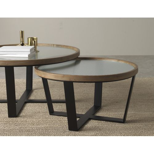 Lot De 2 Tables Basses Rondes Avec Verre