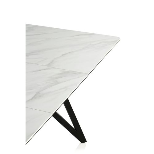 Table à Rallonge En Céramique Blanche Avec Pieds En Métal 160/210x90