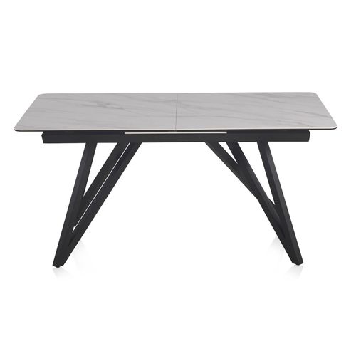 Table à Rallonge En Céramique Blanche Avec Pieds En Métal 160/210x90