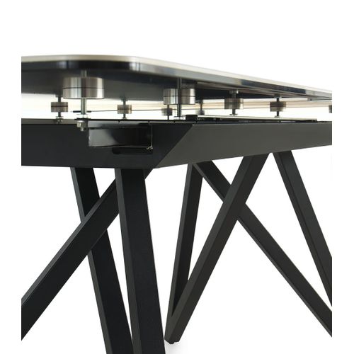 Table à Rallonge En Céramique Blanche Avec Pieds En Métal 160/210x90