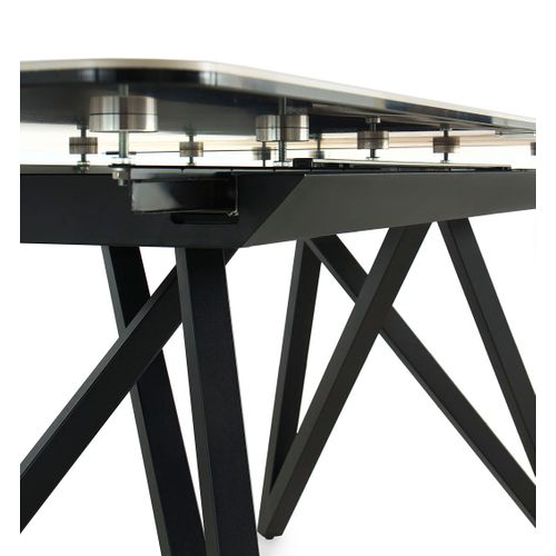 Table à Rallonge En Céramique Grise Avec Pieds En Métal 160/210x91