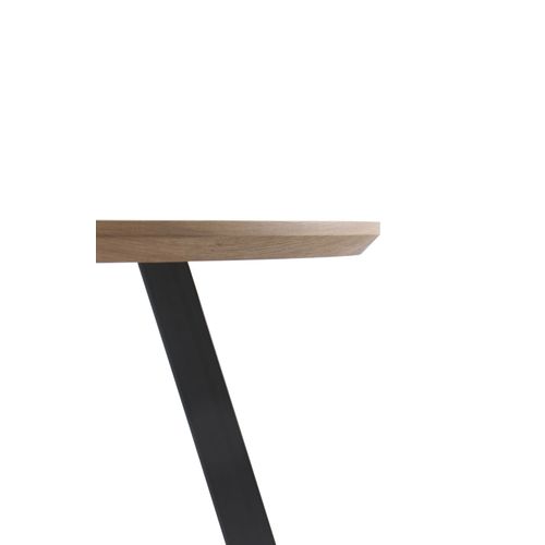 Table En Mélamine Effet Bois De Chêne Avec Pieds En Métal 110 Diamètre