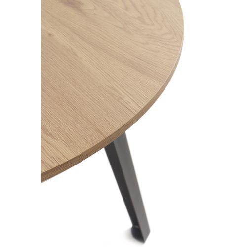 Table En Mélaminé Effet Frêne Avec Pieds En Métal Diamètre 110