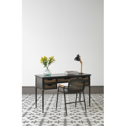 Bureau à Tiroirs En Bronze Avec Structure En Métal Noir