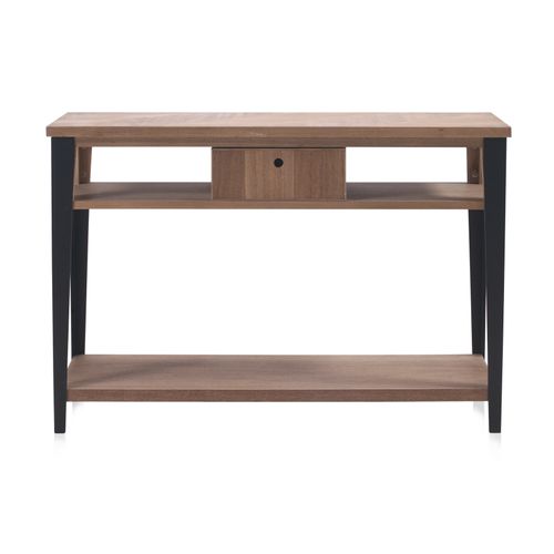 Console En Frêne Avec Tiroir Et Pieds En Métal