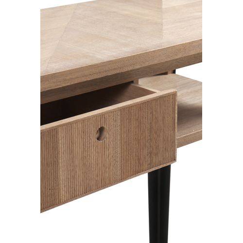 Console En Frêne Avec Tiroir Et Pieds En Métal