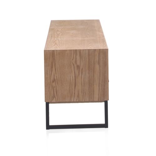 Meuble TV Plaqué En Frêne Avec Façade En Bois Recyclé