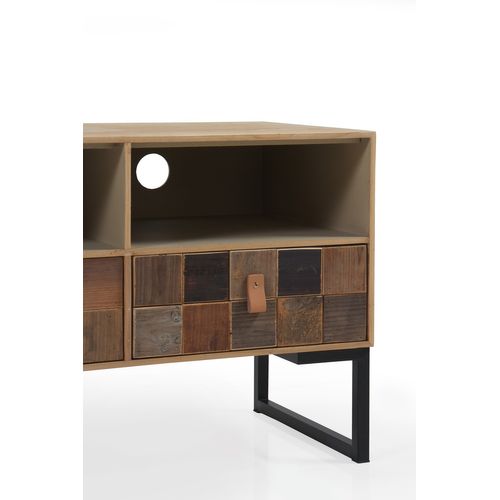 Meuble TV Plaqué En Frêne Avec Façade En Bois Recyclé